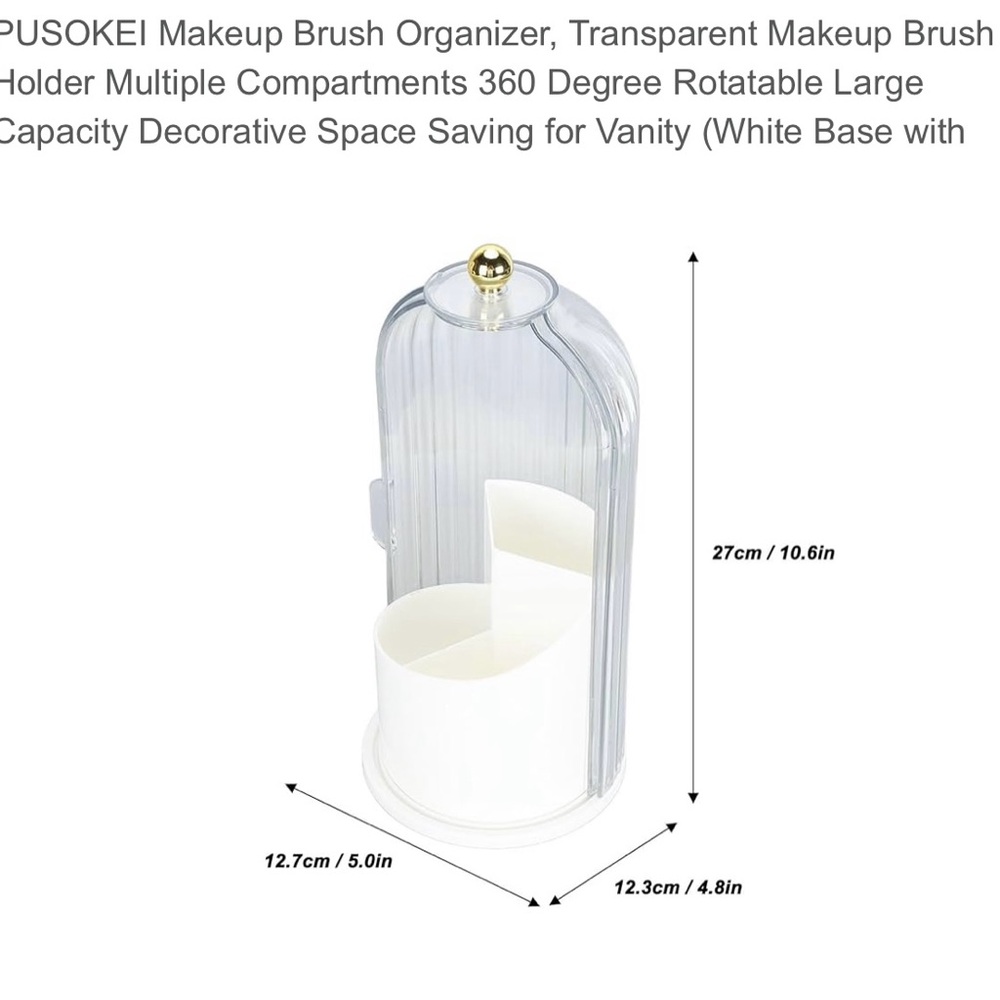 Transparent Makeup Brush Organizer with Gold Accent - Picture 3 of 8